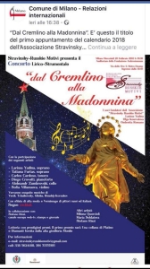 Performance at the concert of vocal music “Dal Cremlino alla Madonina” in Milan (Italy)